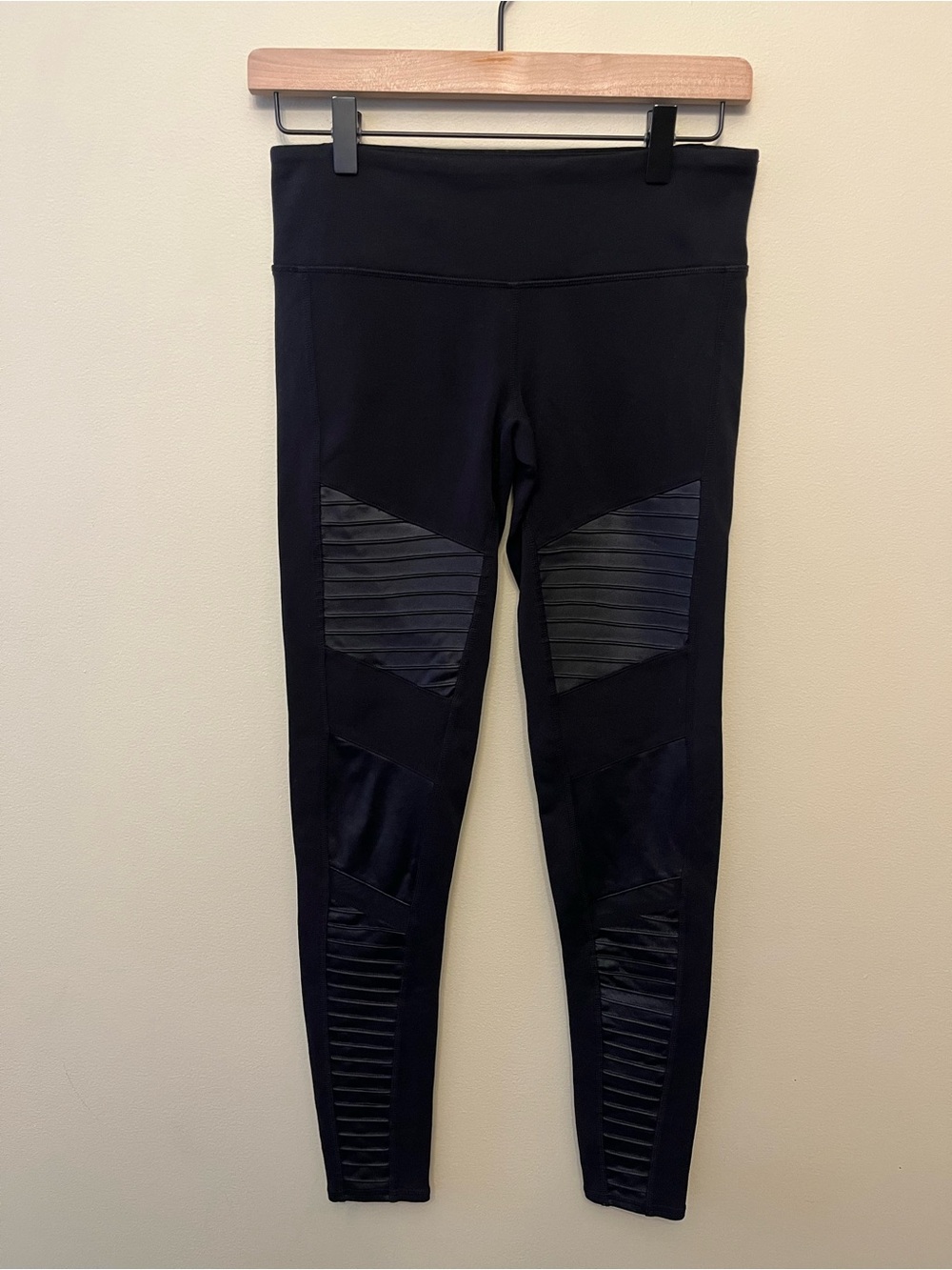 Alo Yoga Mesh Panel Moto Leggings Women's Size Small Black Activewear Athleisure